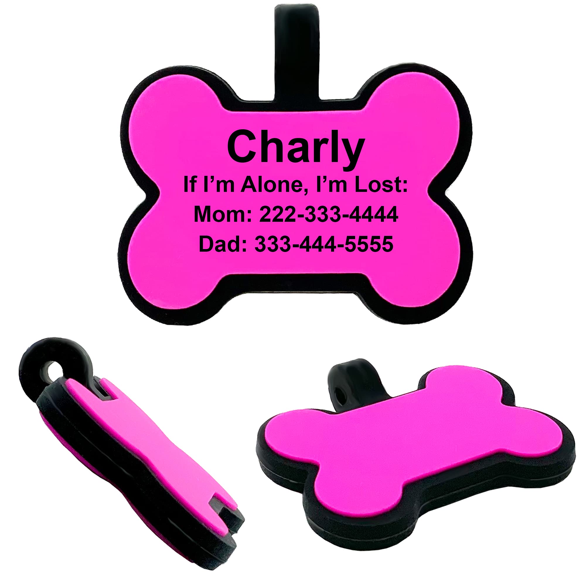 Personalized Silent Dog Tags Engraved with Pet Name - Noiseless & Durable Pet ID Tag for Dogs - Fade-Proof Custom Engraved Pet Collar Accessory - Perfect for Quiet Walks, Training & Nighttime Use