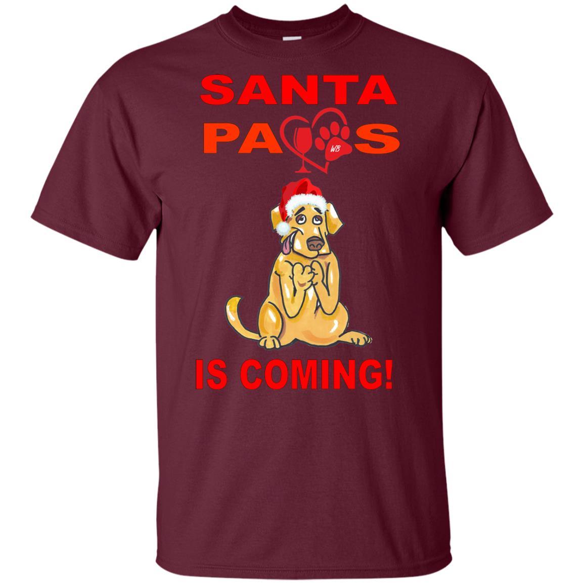 Santa Paws Is Coming - Funny Christmas Dog Lover Youth T-Shirt | Ultra Soft Cotton Tee for Kids & Teens | Perfect Gift for Pet Owners & Holiday Parties