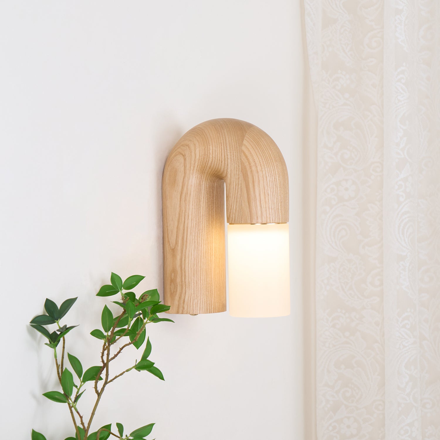 Arcus Modern Wooden Wall Lamp - Handcrafted Wood Wall Sconce with Warm LED Lighting for Bedroom, Living Room, and Hallway Decor