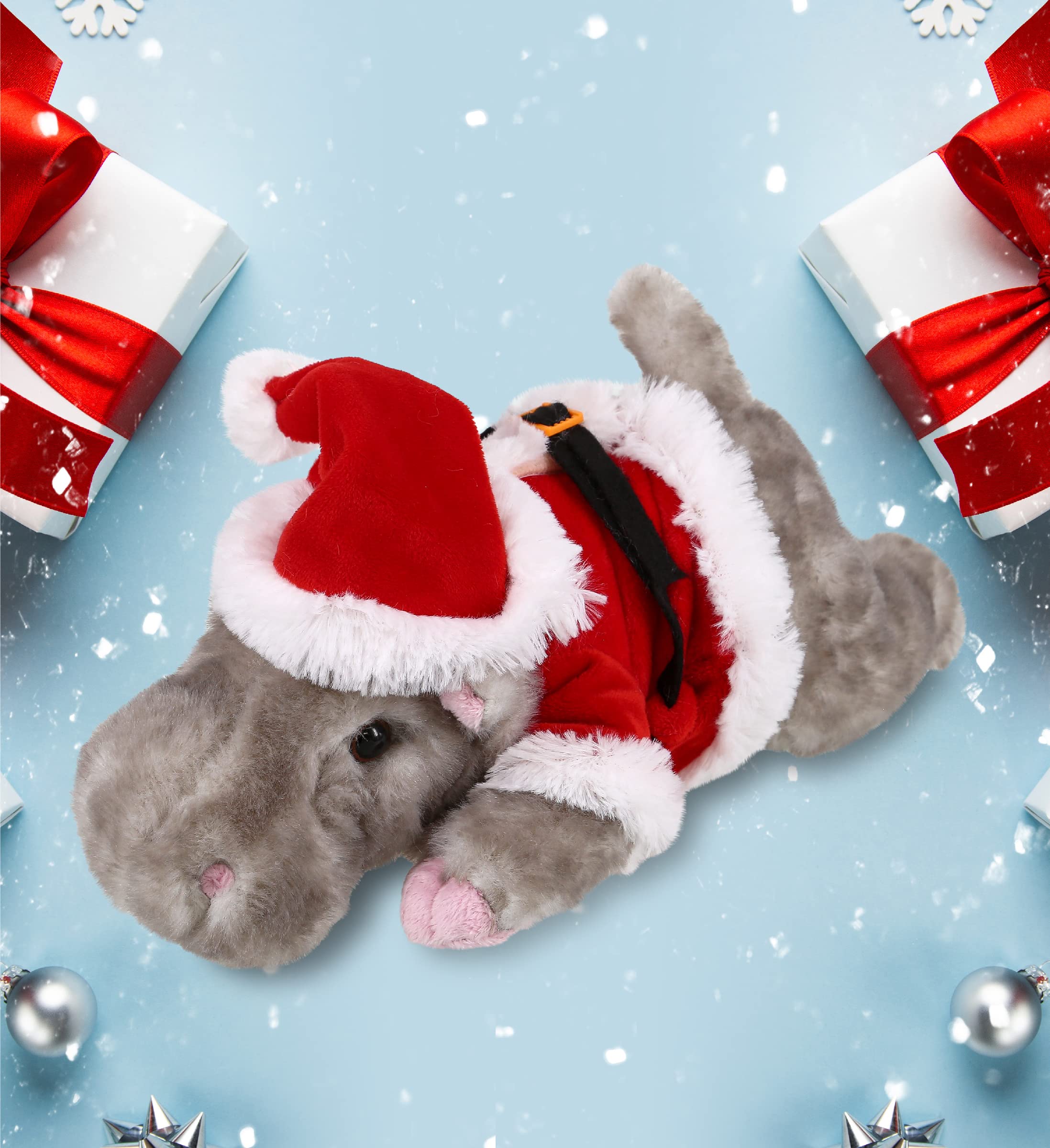 Santa Hippo Plush Toy - 11.5 Inch Christmas Stuffed Animal with Red Santa Outfit, Personalized Wildlife Gift for Kids | Holiday Decor, Stocking Stuffer & Cozy Bedtime Companion