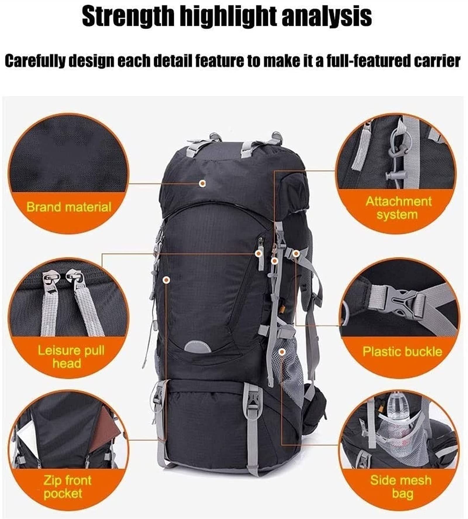 60L Lightweight Hiking Backpack - Waterproof Travel Daypack with Rain Cover for Outdoor Adventures, Camping & Trekking | Color: Blue