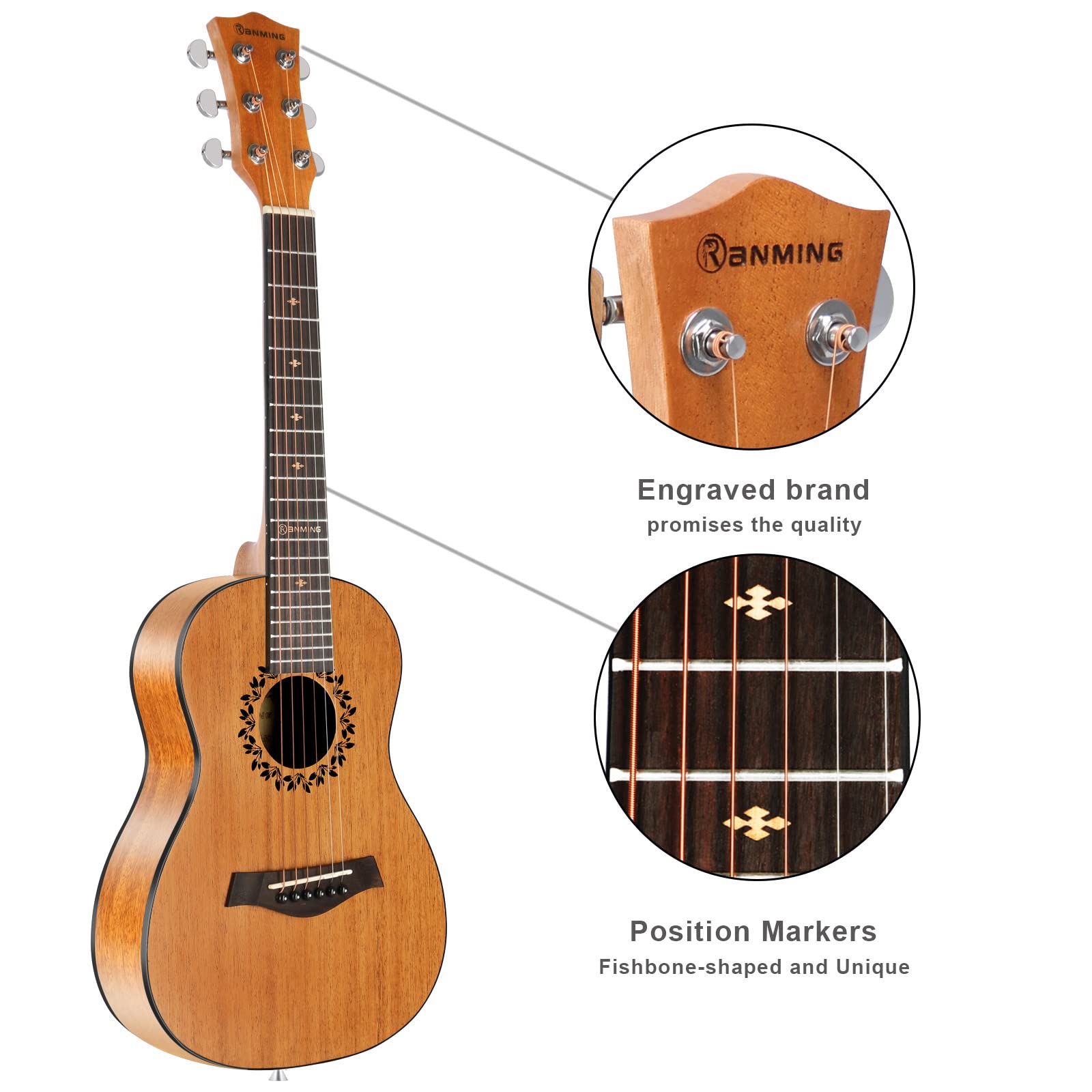 Premium 30 Inch Baritone Ukulele Guitar - Mahogany Wood 6-String Guitalele with Gig Bag & Strings | Perfect for Adults, Kids & Beginners | Ideal for Travel, Camping, Music Lessons & Home Practice