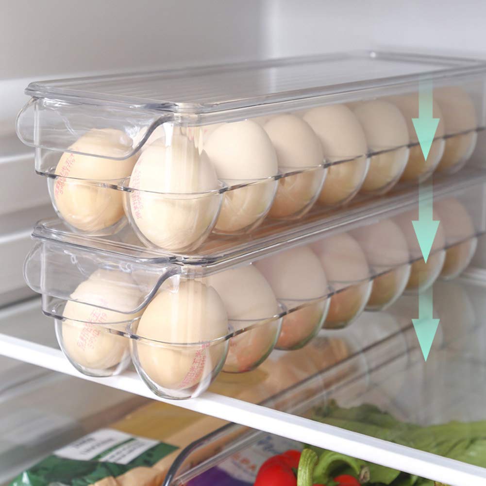 VALINK Stackable Refrigerator Organizer Bins with Handles - Space Saving Fridge Storage Box for Freezer, Fruits, Yogurt, Snacks & Pasta (1-Pack) | Perfect for Kitchen, Pantry & Meal Prep Organization