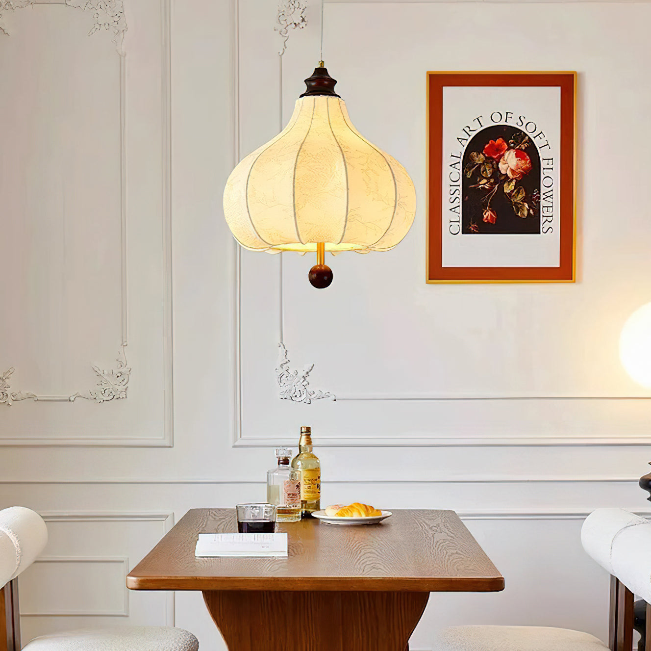 Stylish Chestnut Fabric Pendant Light - Modern Hanging Lamp for Dining Room, Kitchen Island & Bedroom Decor