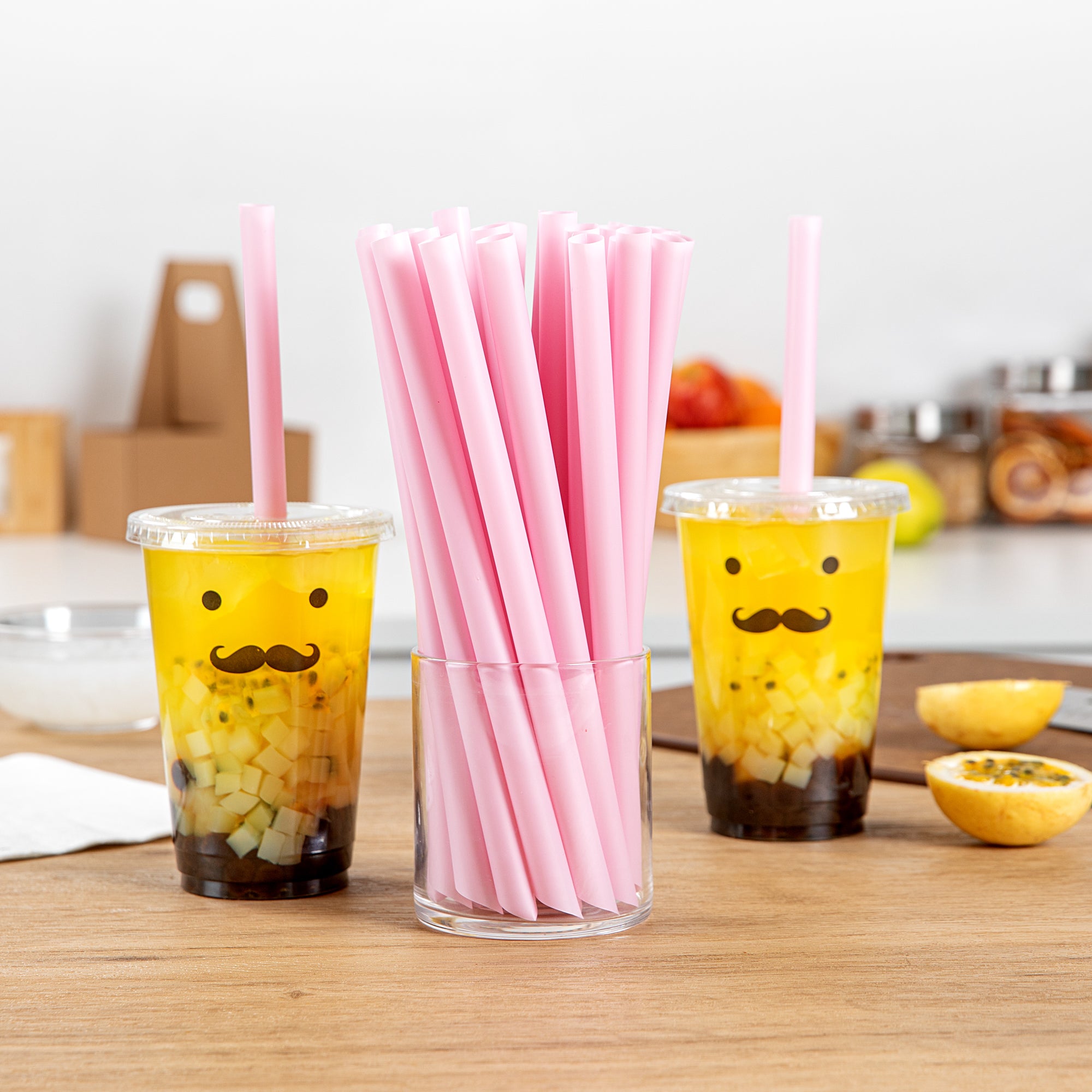 Eco-Friendly Extra Wide Pink PLA Plastic Boba Straws – Compostable, Pointed Tip, 9mm (1000 Count Bulk Pack) – Perfect for Bubble Tea, Smoothies & Cold Drinks