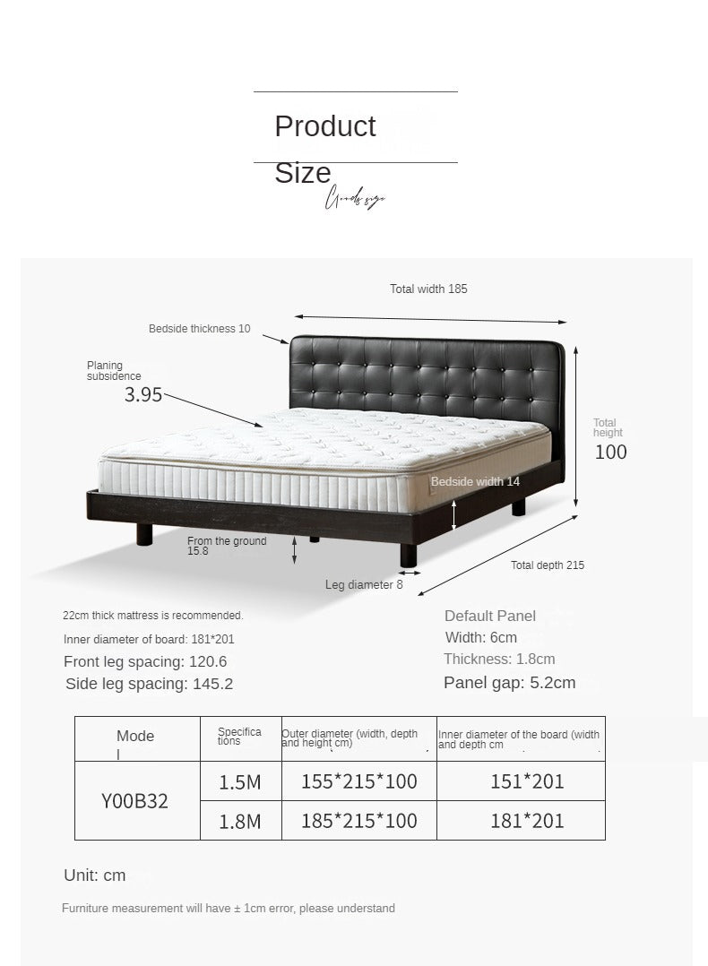 Premium Black Leather Suspension Bed - Luxurious & Durable for Bedroom, Guest Room, or Dorm - Enhances Comfort & Style