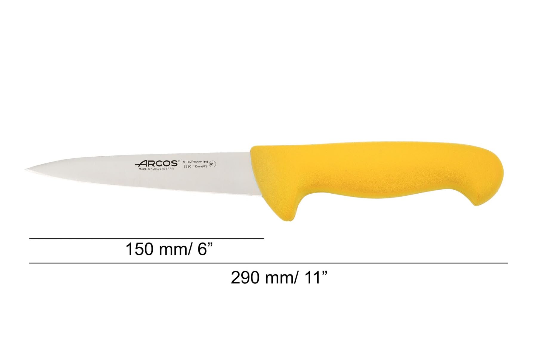 Arcos 2900 Series 6 Inch Professional Butcher Knife - 150mm Stainless Steel Blade for Meat, Fish & Vegetables - Ergonomic POM Handle, 250mm Overall Length, Yellow - Perfect for Home Chefs & Professional Kitchens