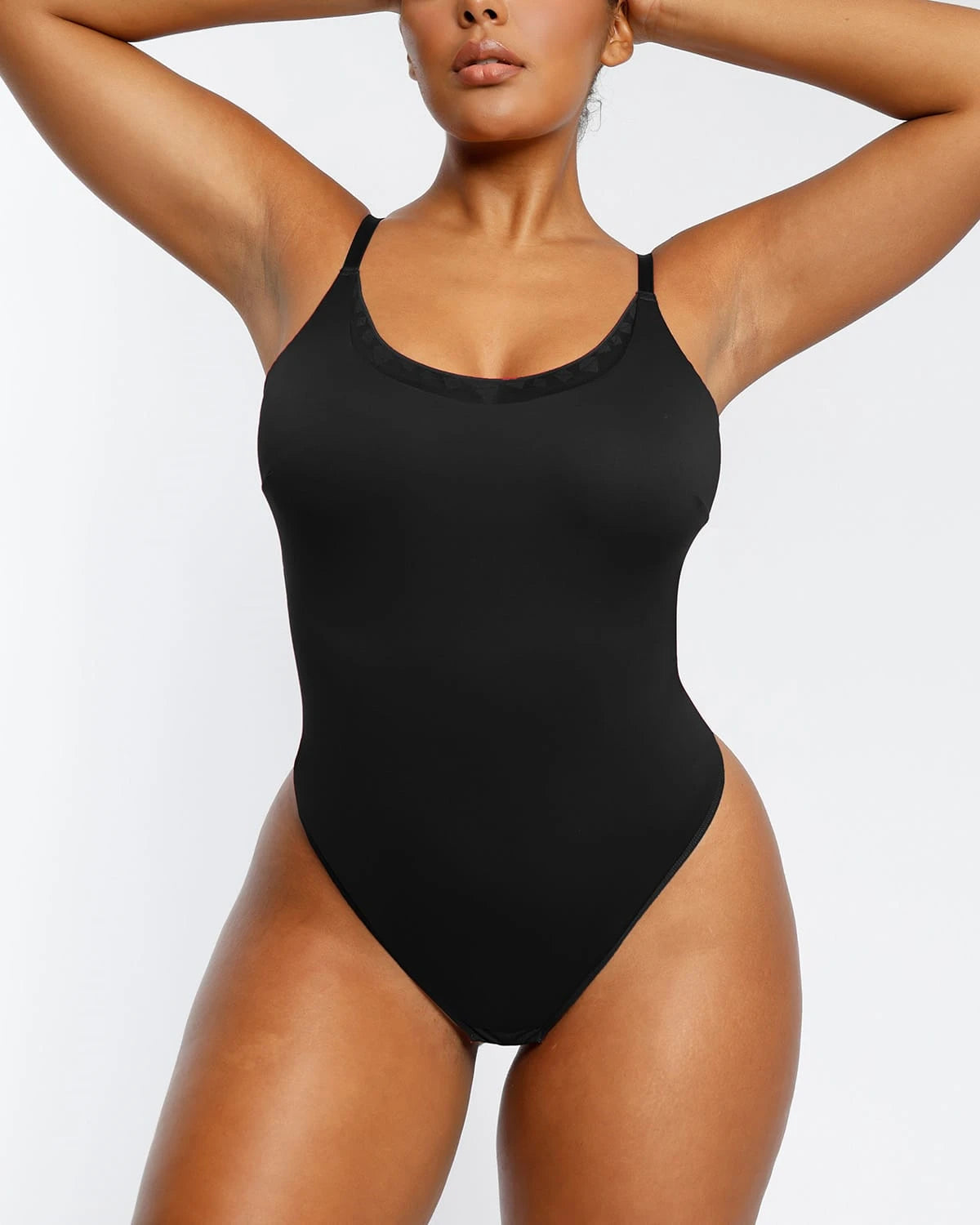 AirSlim® Lace Trim Cami Thong Bodysuit for Women - Sexy Lingerie Bodysuit with Adjustable Straps & Comfortable Fit - Perfect for Date Night, Boudoir Photography & Romantic Occasions