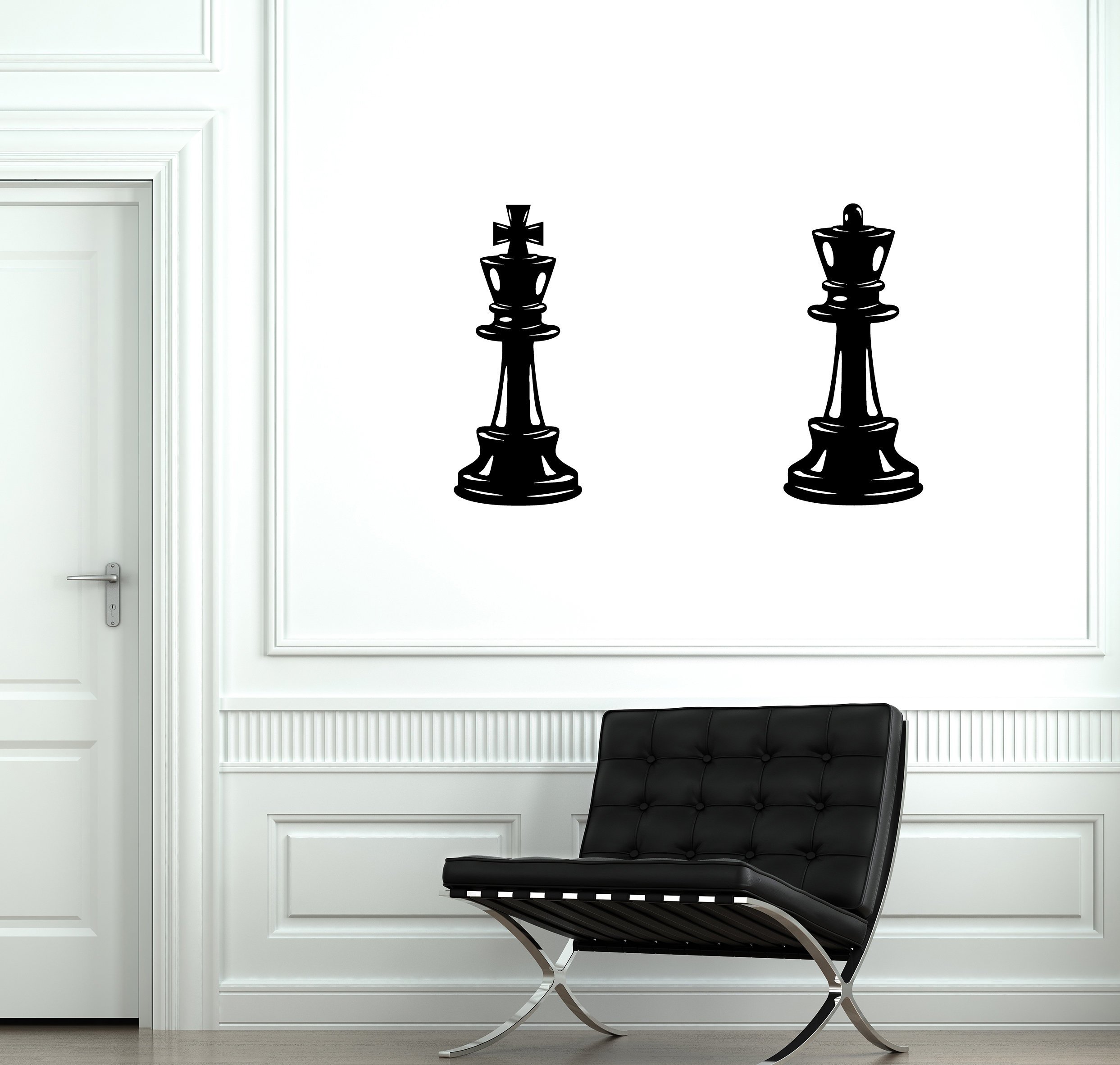 Premium Chess Pieces Vinyl Wall Decals - Queen & King Chess Decor for Home, Bedroom, Game Room - Removable Stickers & Wall Art Murals for Chess Lovers - Perfect for Game Room Decor, Kids Room & Office Wall Art