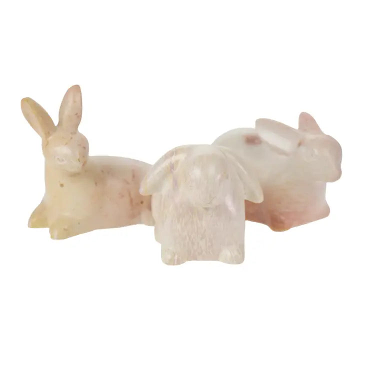 Soapstone Floppy Bunny - Hand Carved Stone Figurine for Home Decor, Gift, and Collectible | Perfect for Easter, Nursery, and Garden Display