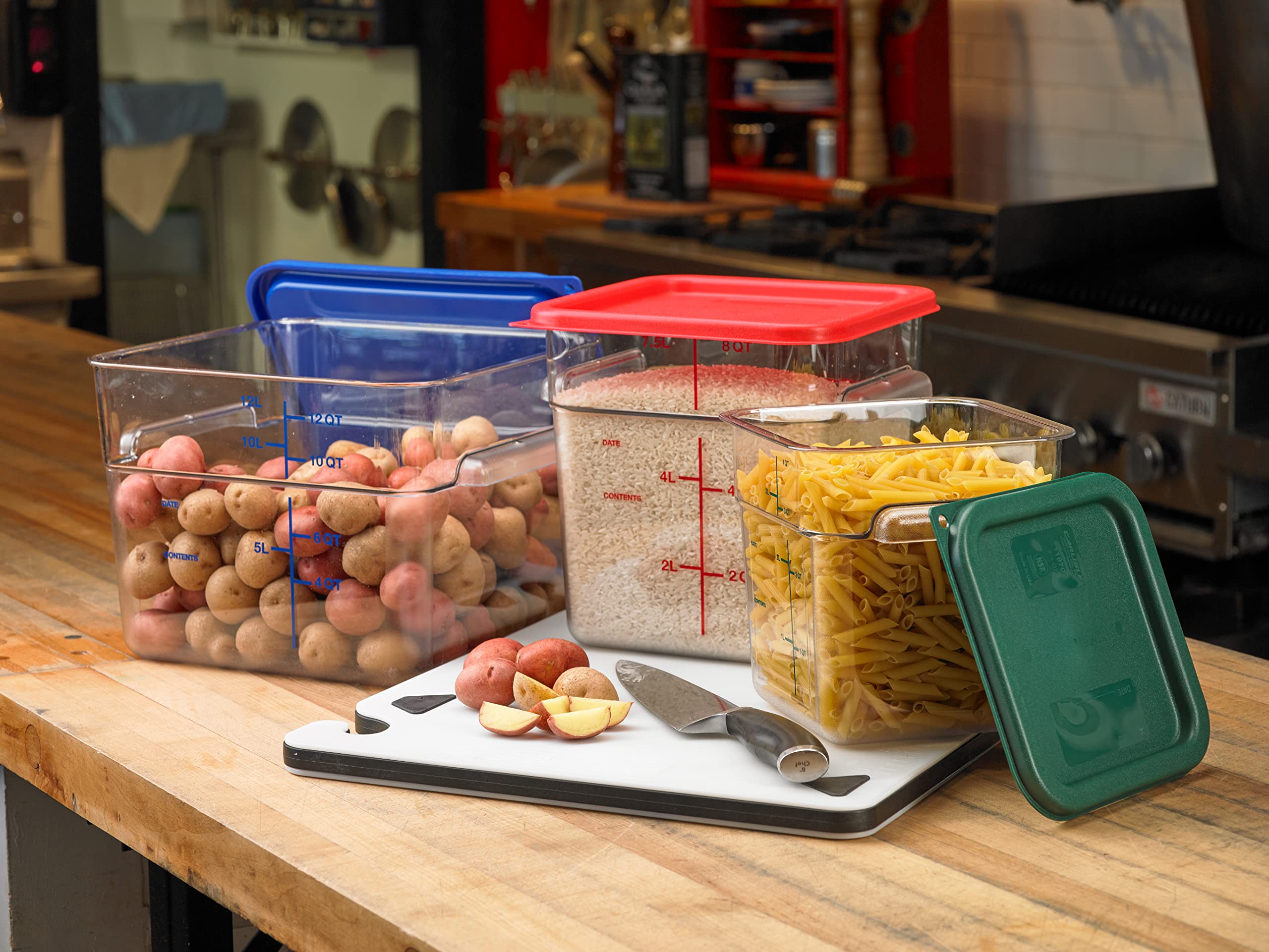 Stackable 8-Quart Clear Polycarbonate (PC) Square Food Storage Container by Carlisle FoodService - Ideal for Catering, Buffets, Restaurants & Commercial Kitchens - Durable, BPA-Free & Dishwasher Safe