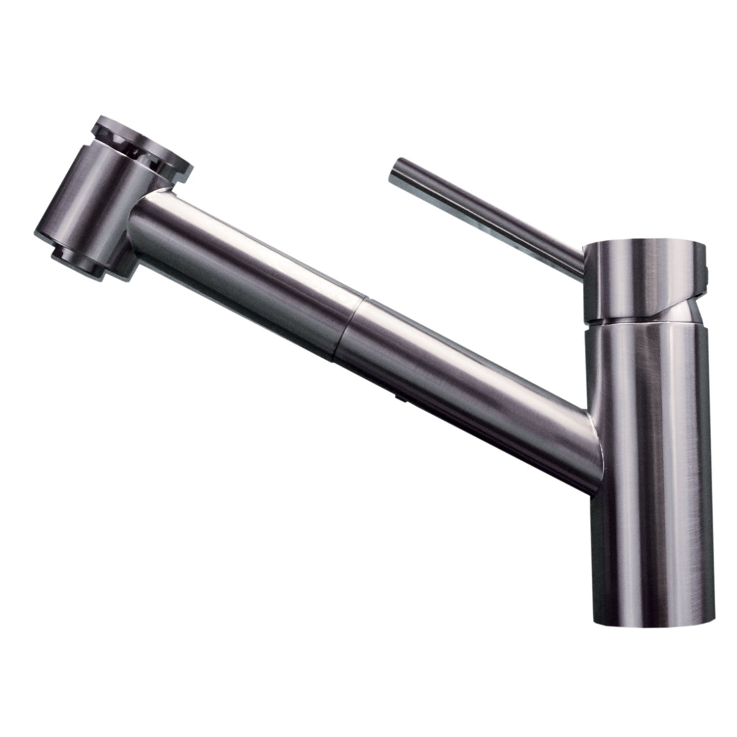 Brushed Nickel Angled Pullout Kitchen Faucet - High Arc Spout with Retractable Sprayer for Easy Dishwashing and Sink Cleaning