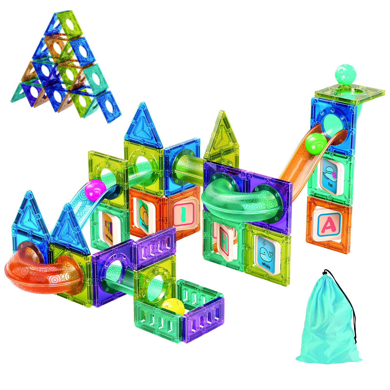 Magnetic Building Blocks for Kids Ages 3-8 | 71 Piece 3D Educational Construction Toy Set with Marble Run | STEM Learning Toys for Boys & Girls | Perfect Birthday Gift for Toddlers | Great for Classroom, Playroom & Family Bonding Activities