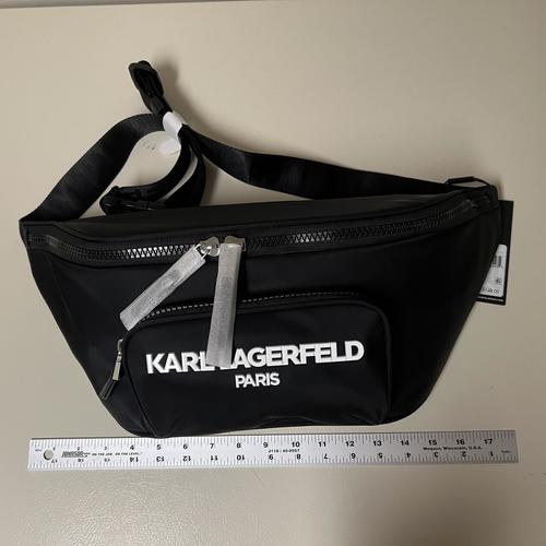 KARL LAGERFELD Paris Voyage Sling Backpack - Black Unisex One Size Shoulder Bag for Travel, Work & Daily Use