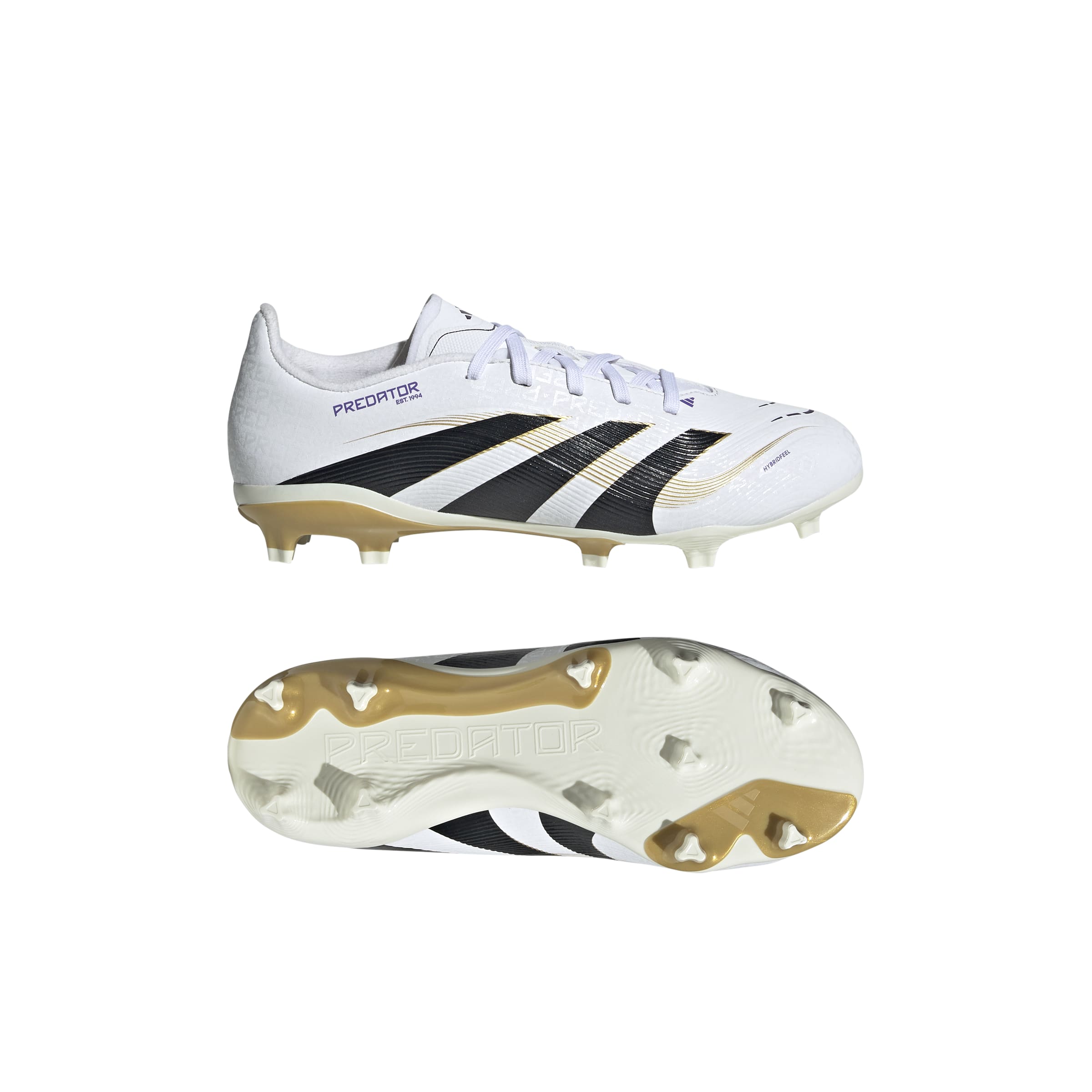Adidas Predator League FG/MG Junior Football Boots for Kids - White/Core Black/Gold Metallic - Firm Ground & Multi-Ground Soccer Cleats for Youth Players - Perfect for Training and Matches