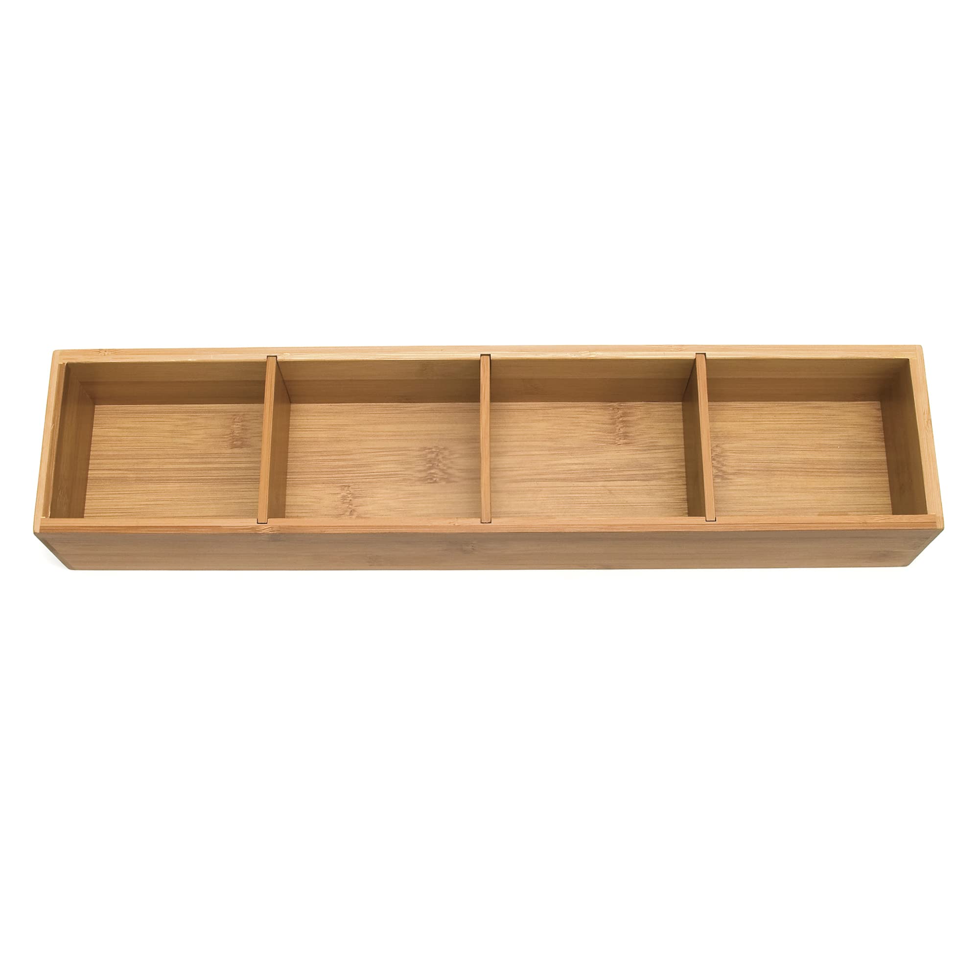 Lipper International 8884 Bamboo Wood 4-Part Drawer Organizer with Removable Dividers - 17.5