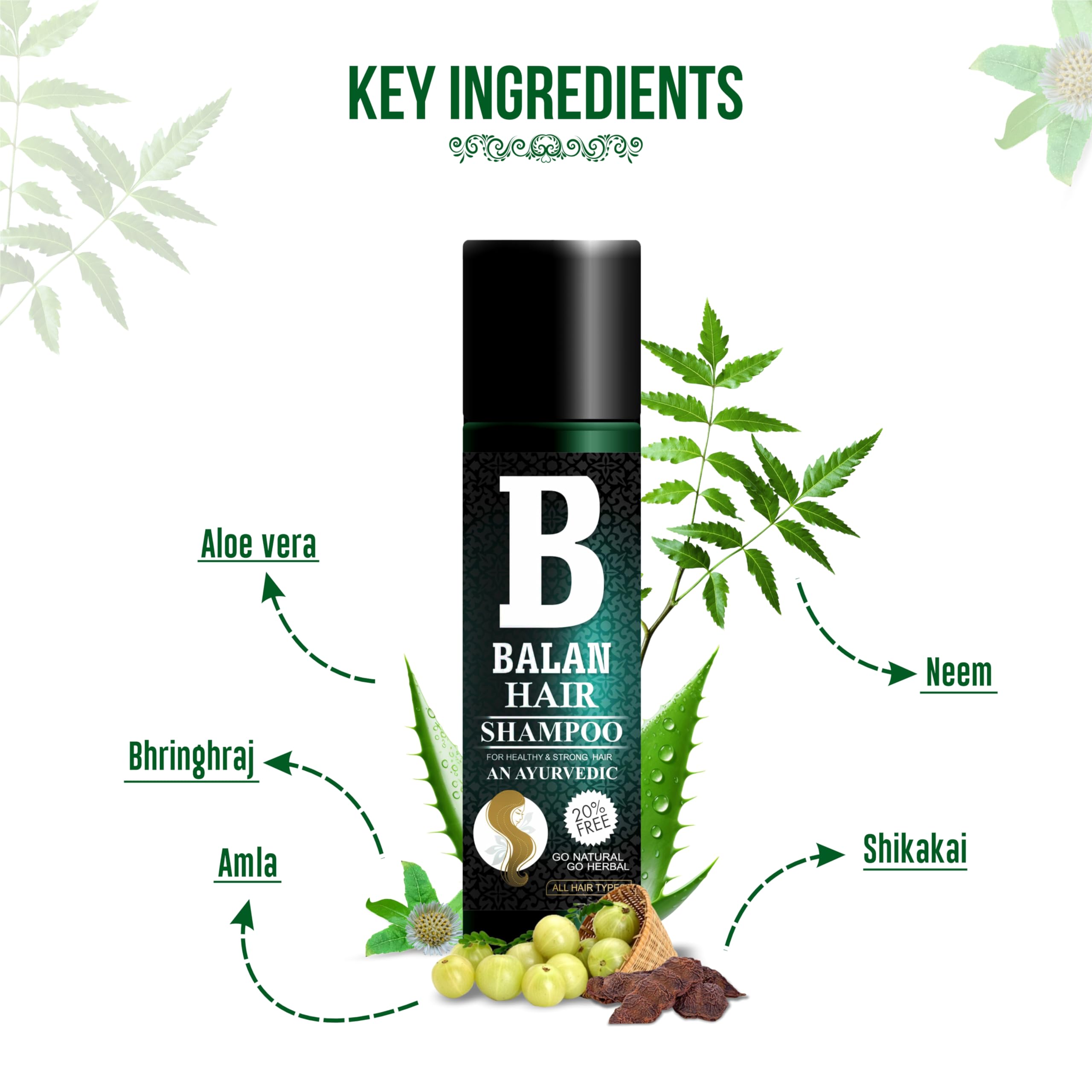 Balan Ayurvedic Hair Shampoo 100ml - Anti Dandruff Treatment, Reduces Hair Fall & Repairs Damaged Hair | Prevents Premature Graying for Men & Women | Natural Herbal Shampoo for Daily Hair Care & Scalp Health