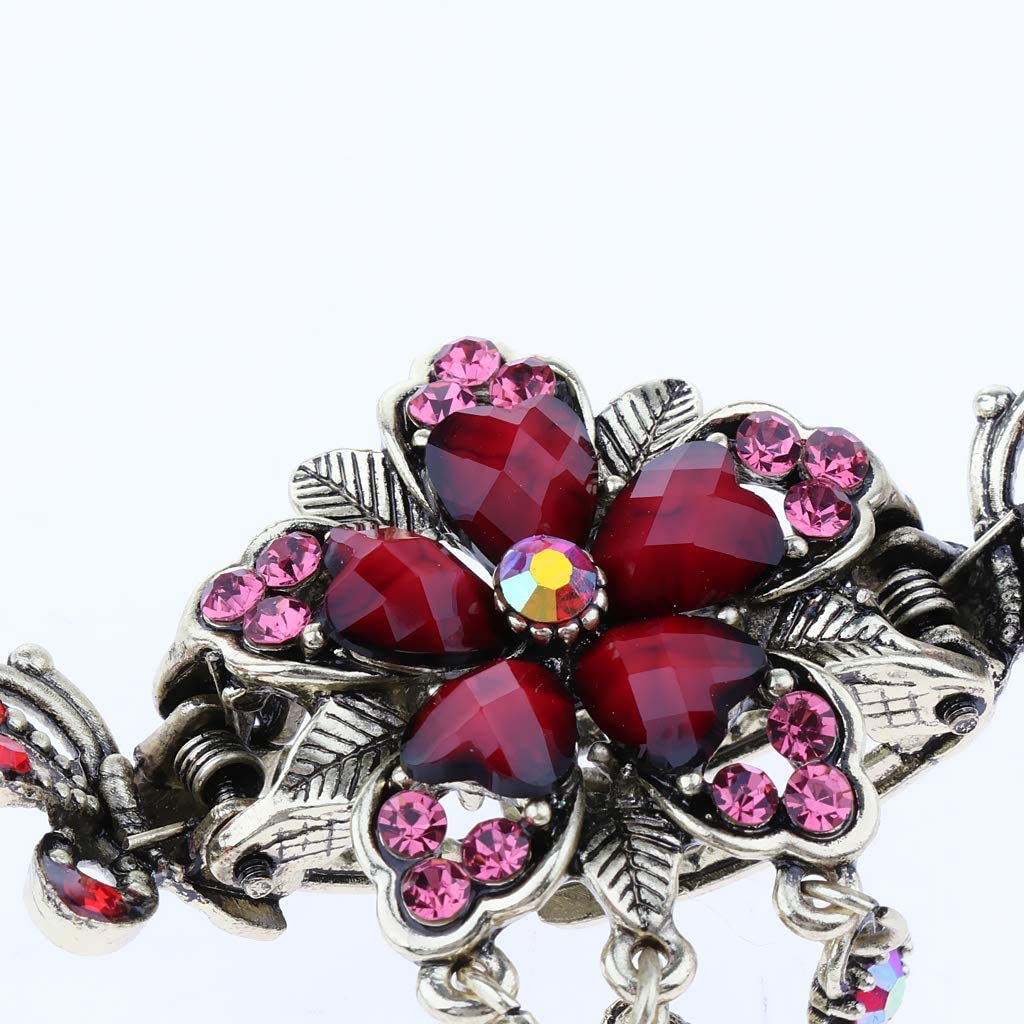 Vintage Metal Hair Claw Clips with Tassel Dangle - Retro Women's Hair Clips, Barrettes & Hair Accessories in Red - Perfect for Parties, Weddings & Everyday Styling