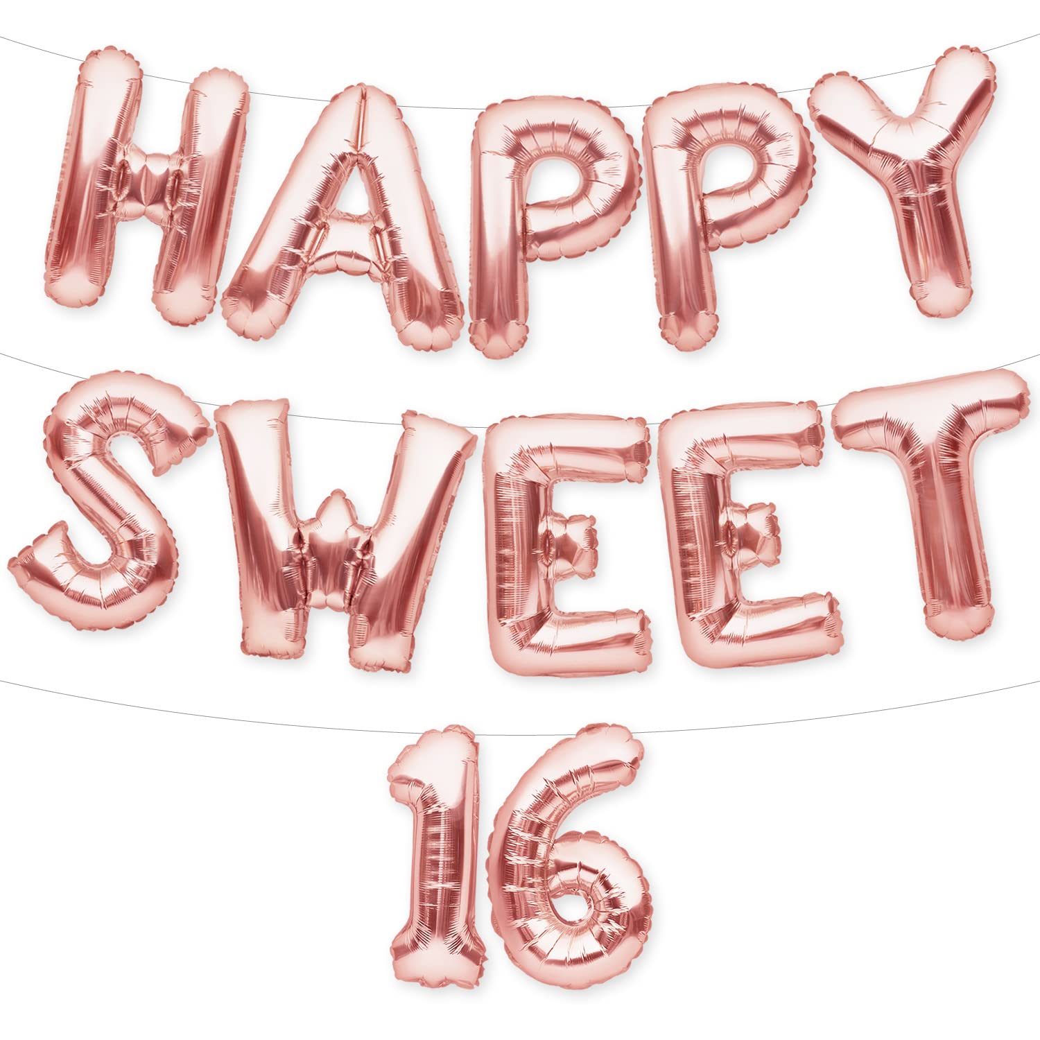 Rose Gold Sweet 16 Balloons & Banner Set - Happy 16th Birthday Party Decorations - Perfect for Birthday Celebrations, Teen Parties & Milestone Decor