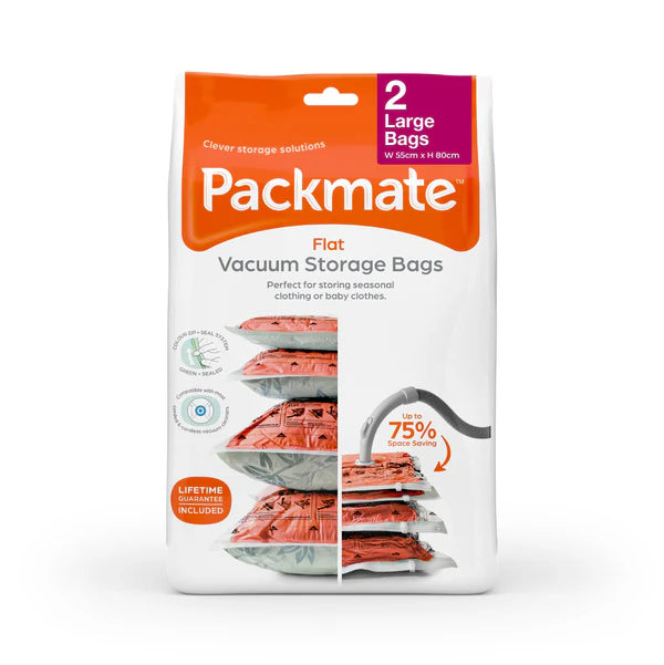 Set of 2 Large Vacuum Storage Bags (55x80cm) - Space Saving Clothes & Blanket Organizer for Travel, Seasonal Storage & Moving