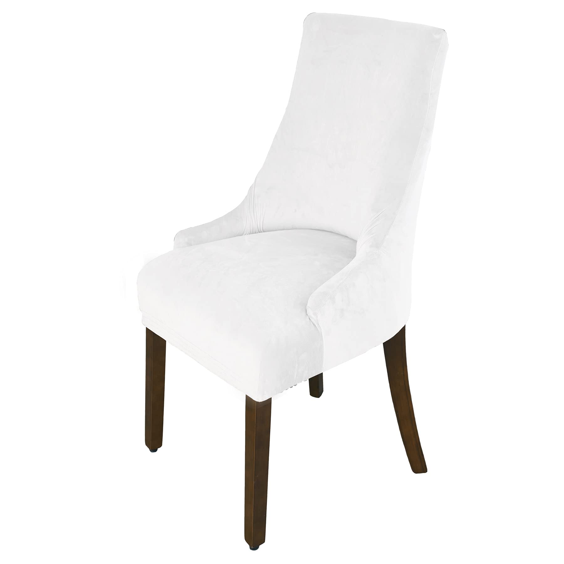 BOGUANG Velvet Tufted Wingback Chair Slipcovers - Stretch Fit Dining Chair Covers Set of 4, Washable Soft Spandex Armchair Covers in Natural White - Perfect for Living Room, Dining Room & Home Decor