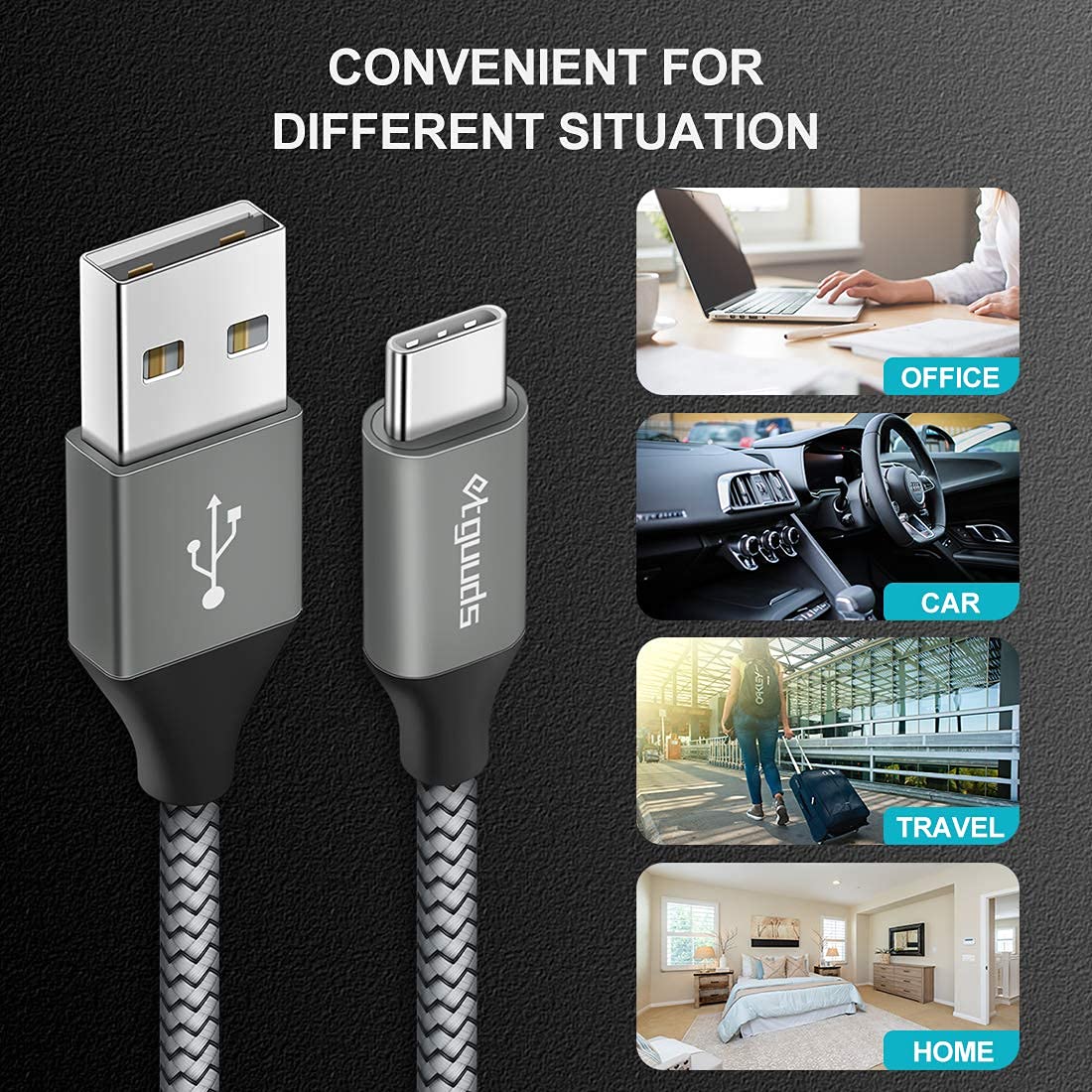 2-Pack 1M USB C to USB C Fast Charging Cable [3A, Braided] - Compatible with iPhone 15 Pro, Samsung Galaxy S23/S22/S21/S20/S10/S9/A15/A50/A55, Xiaomi, LG - Durable Charger Cord for Home, Office & Travel