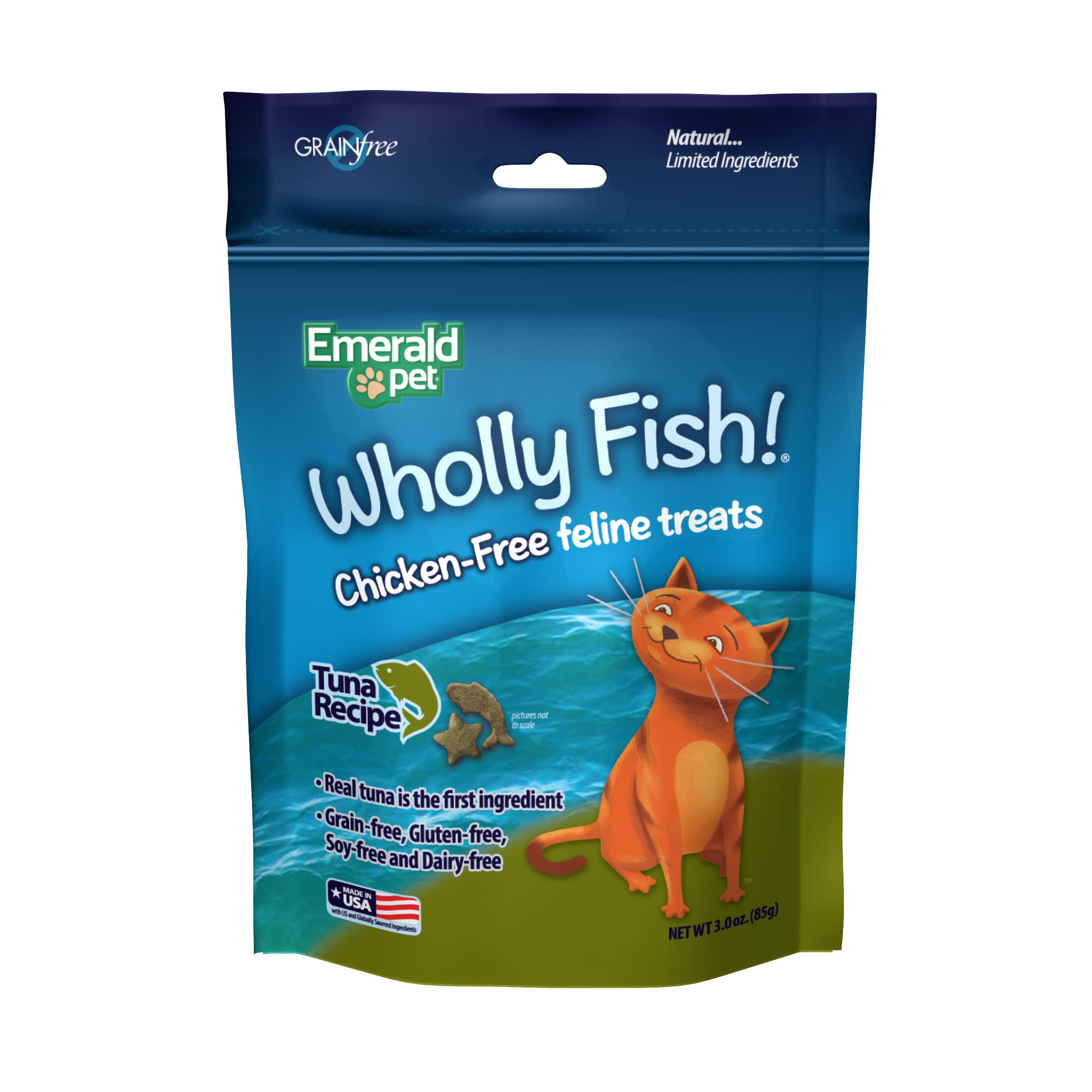 Premium Tuna Cat Treats for Adult Cats - Grain Free, Chicken Free, Natural & Crunchy Cat Snacks with Real Tuna - Made in USA, 3 oz - Perfect for Training Rewards & Daily Treats