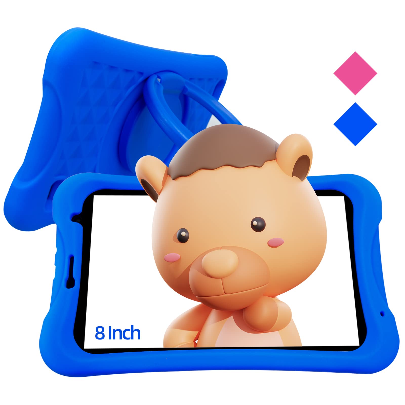 HAOVM 8 Inch Kids Tablet with Android 11 Go - 1.5GHz Quad-Core Processor, Parental Controls & Preloaded Educational Apps - Durable Kid-Proof Case - WiFi Learning Tablet for Toddlers & Children - Perfect for Homeschooling, Online Classes & Interactive Play