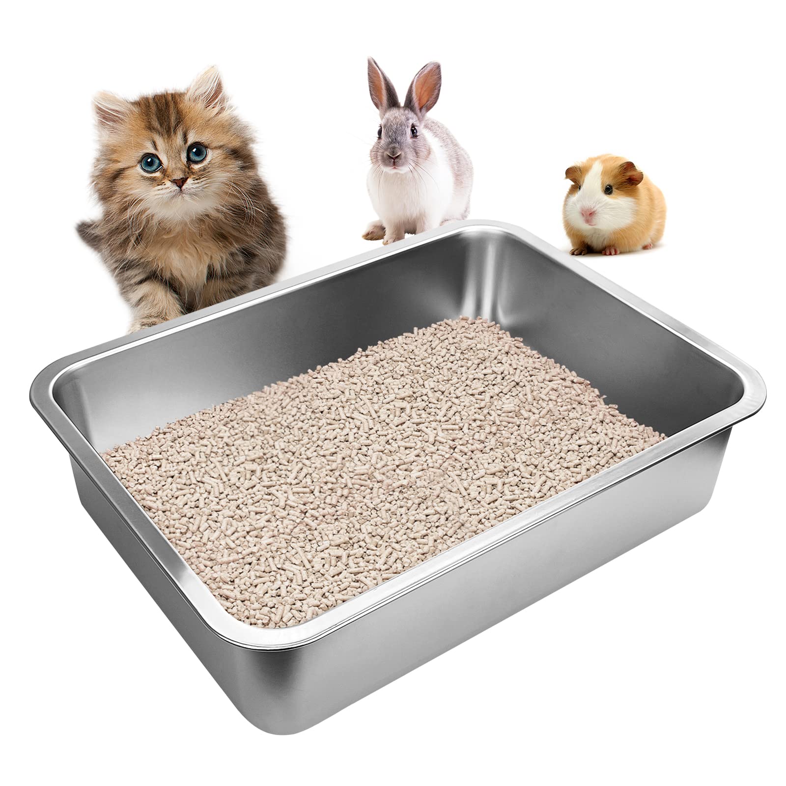 Stainless Steel Cat Litter Box for Small Pets - 4