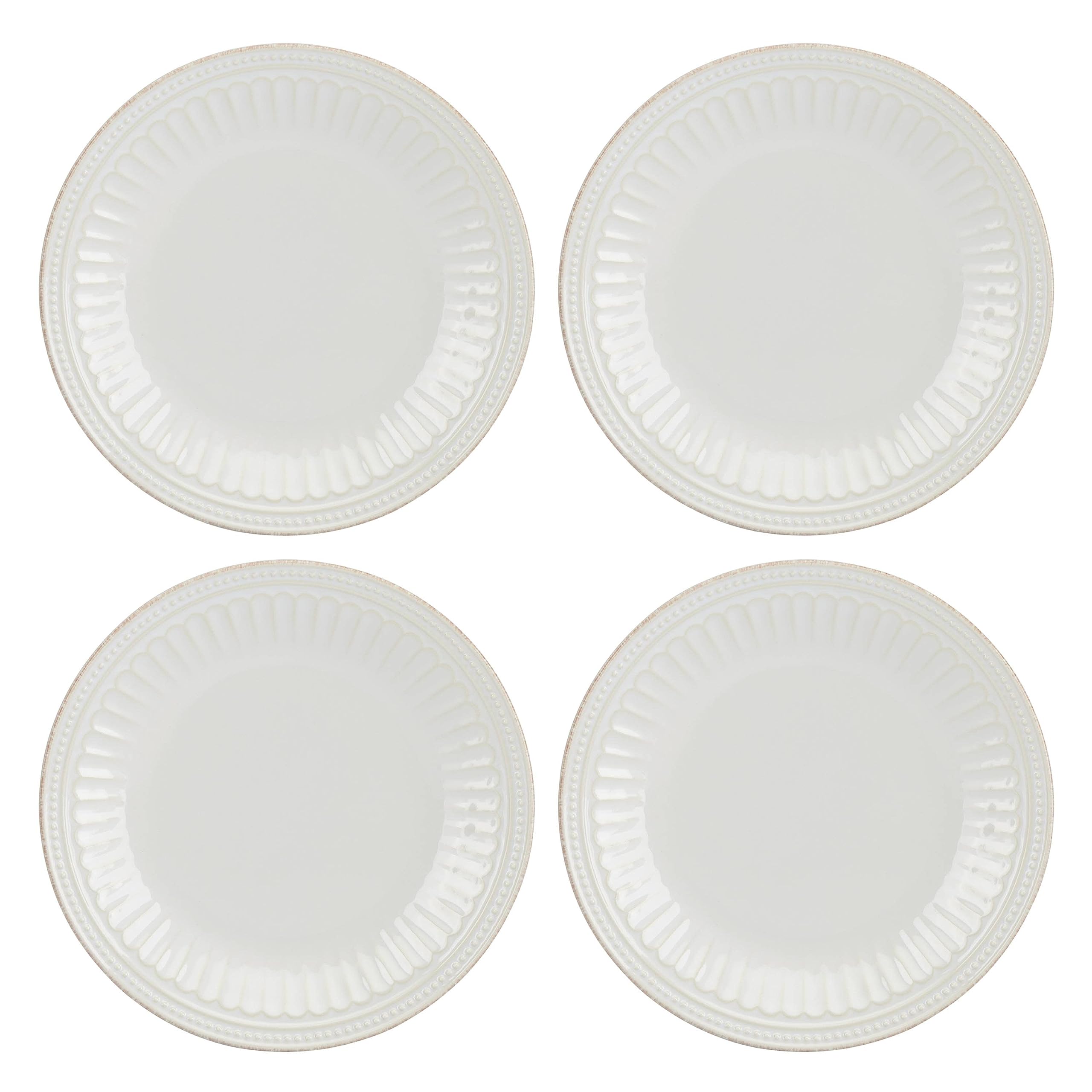 Lenox French Perle Groove 4-Piece Accent Plates Set - Elegant White Dinnerware for Formal Dining & Special Occasions