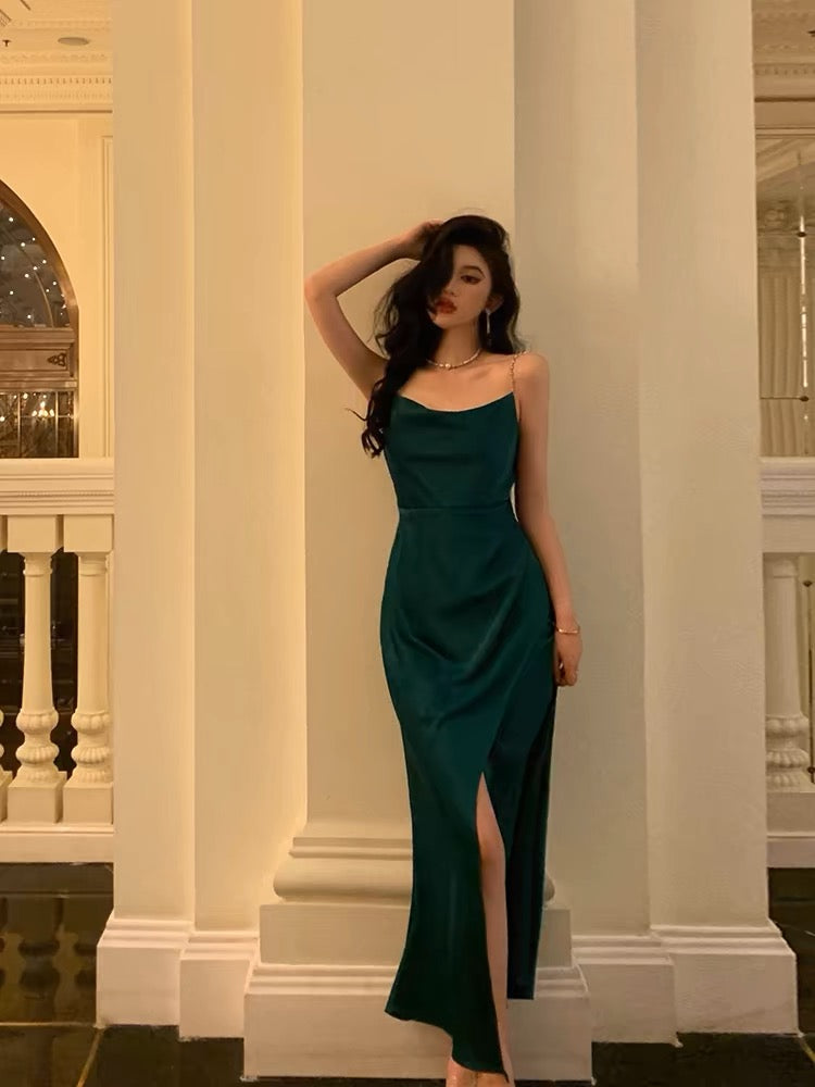 Elegant Dark Green Sheath Long Prom Dress for Evening Party & Formal Events - Perfect for Homecoming, Banquets, and Special Occasions - Style J3265
