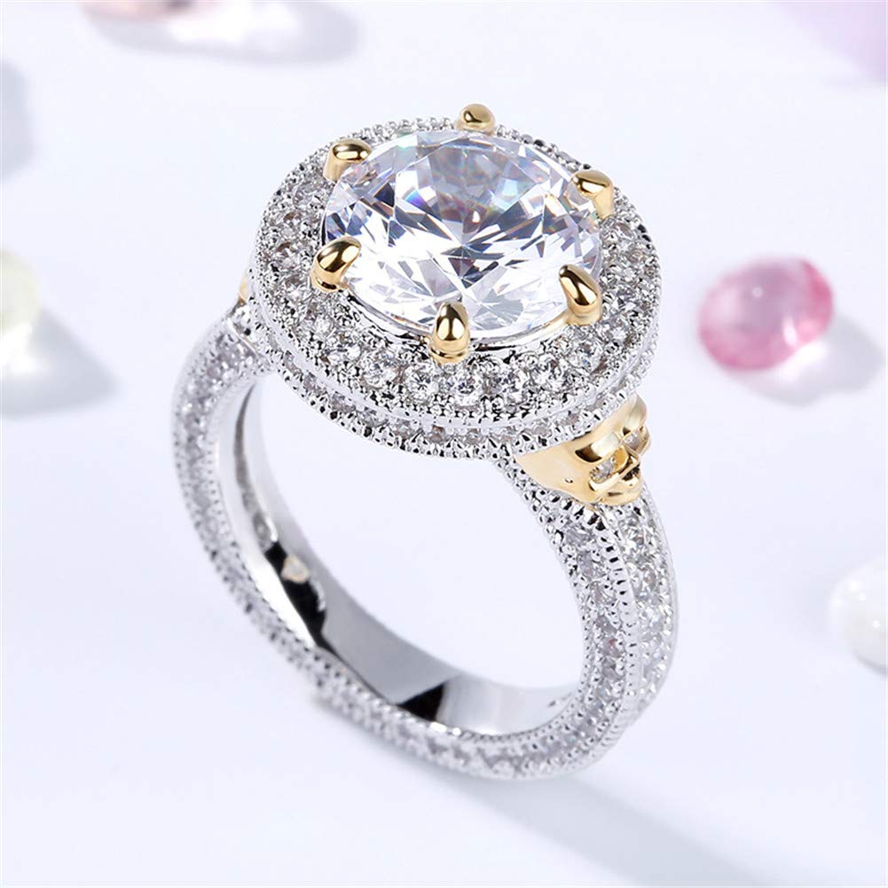 Jeulia 6.5 Carat Skull Ring for Women - Sterling Silver Two Tone Halo Engagement Ring with Ruby & Diamond, Anniversary Promise Ring for Her, Jewelry Gift Box Included - Perfect for Gothic Fashion, Wedding Proposal & Romantic Gifts