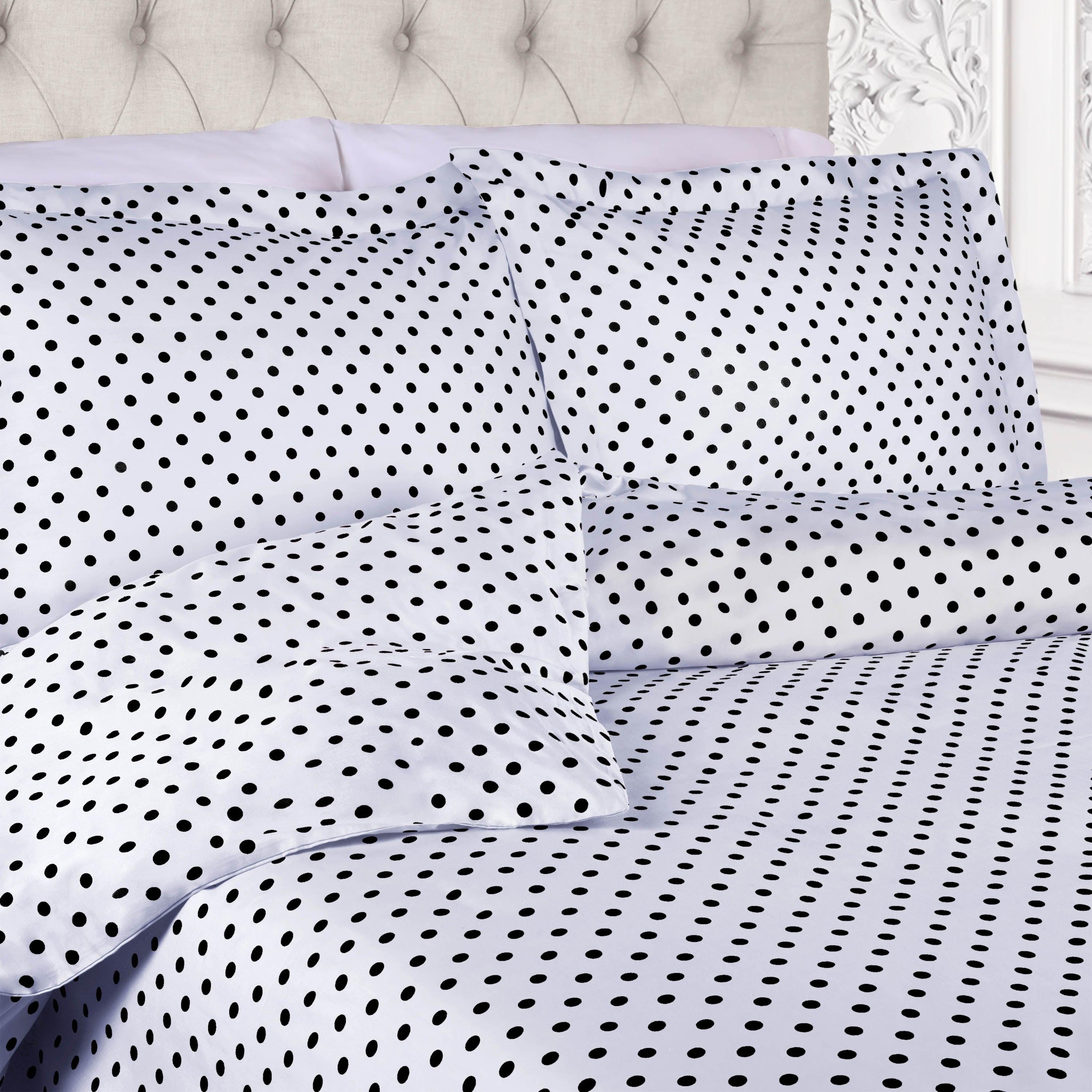 600 Thread Count Cotton Blend Polka Dot Duvet Cover Set - Soft & Breathable Bedding for Cozy Sleep - Perfect for Master Bedroom, Guest Room & Dorm Decor
