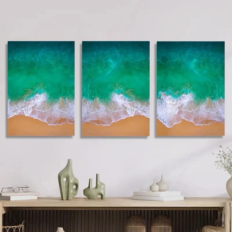 3-Piece Ocean Waves Canvas Wall Art Set - Framed 40x60cm High Quality Print | 100% Australian Made | Ready to Hang | Perfect for Living Room, Bedroom & Office Decor