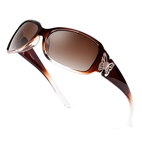 A12 Gradient Brown Frame Polarized Womens Sunglasses