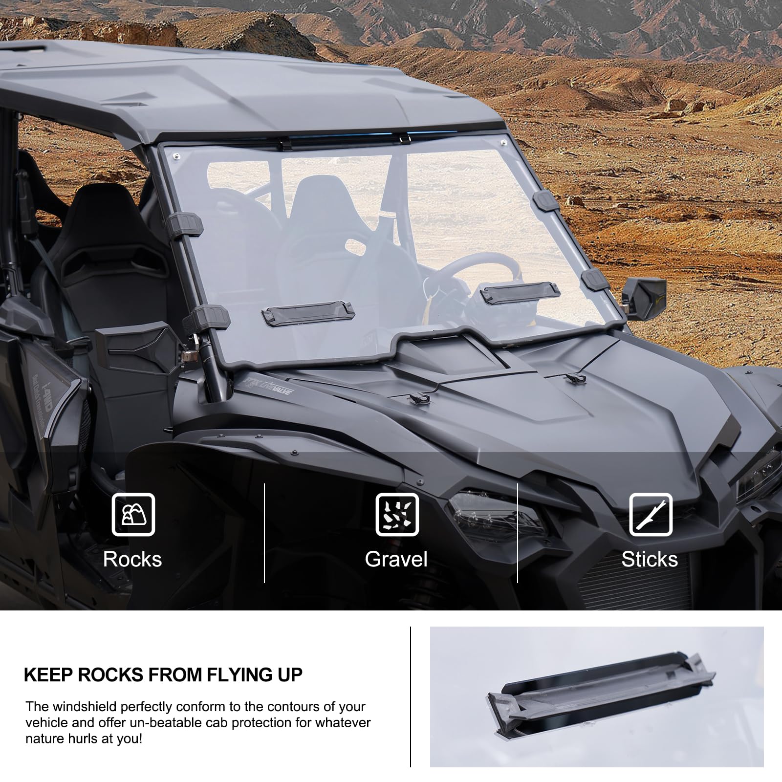 KIWI MASTER Hard Coat Poly Vented Full Windshield for 2019-2025 Honda Talon 1000R/X/X4/R4 | Heavy Duty Polycarbonate UTV Accessories | Scratch Resistant Windshield for Off-Road & Trail Riding