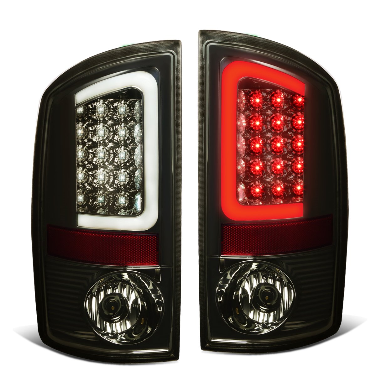 DNA Motoring TL-DRAM05-LED-3D-CH-SM Smoke Lens LED Tail Lights for Dodge Ram 1500-3500 (2003-2006) - Pair (Left & Right) | Enhanced Visibility & Style for Night Driving & Off-Road Adventures