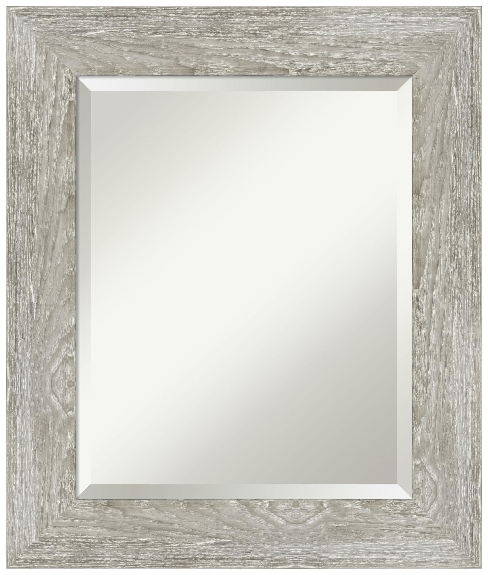 Amanti Art 26x22 Inch Grey Wall Mirror - Dove Greywash Rectangle Bathroom & Living Room Decor with Rustic Farmhouse Frame, Beveled Edge (Horizontal or Vertical Hanging) - Perfect for Bathroom Vanity, Entryway, Bedroom & Farmhouse Style Home Decor