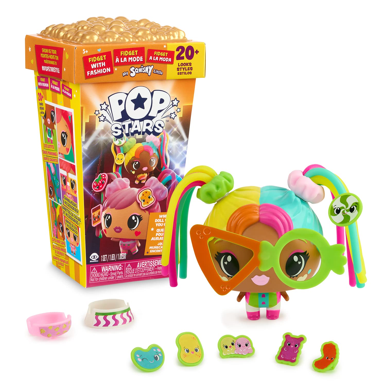 WowWee My Squishy Little Pop Stars - Squishy Sensory Fidget Toy for Stress Relief (Orange) - Perfect for Kids, ADHD, Autism & Anxiety Relief - Fun Desk Toy for Office, School & Home Use
