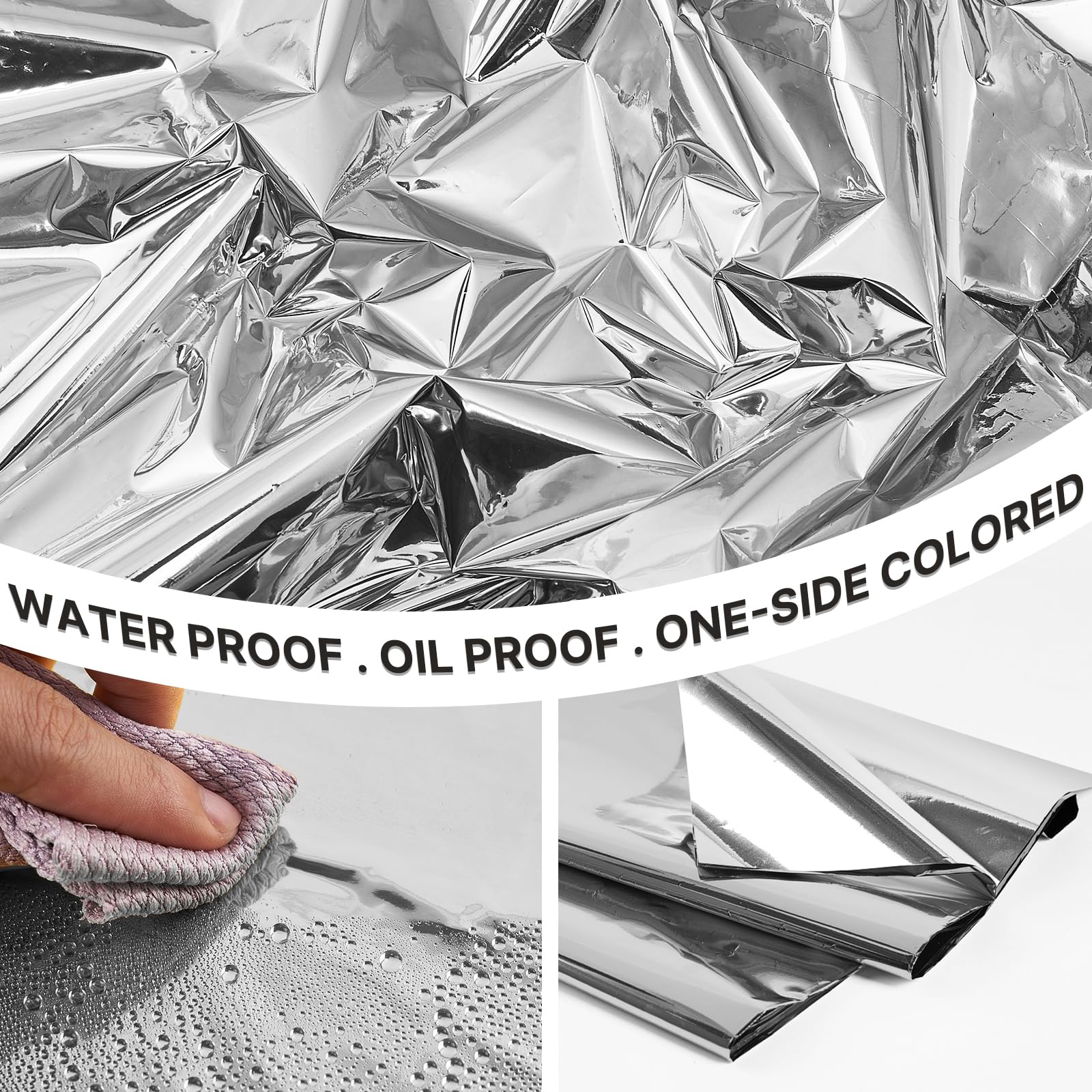 PartyWoo Silver Foil Tablecloth 3 Pack - 54 x 108 Inch Rectangular Metallic Table Cover - Waterproof & Wrinkle-Resistant for 6-8 Foot Tables - Perfect for Birthday, Wedding, Christmas Party Decorations & Holiday Dining Table Setting