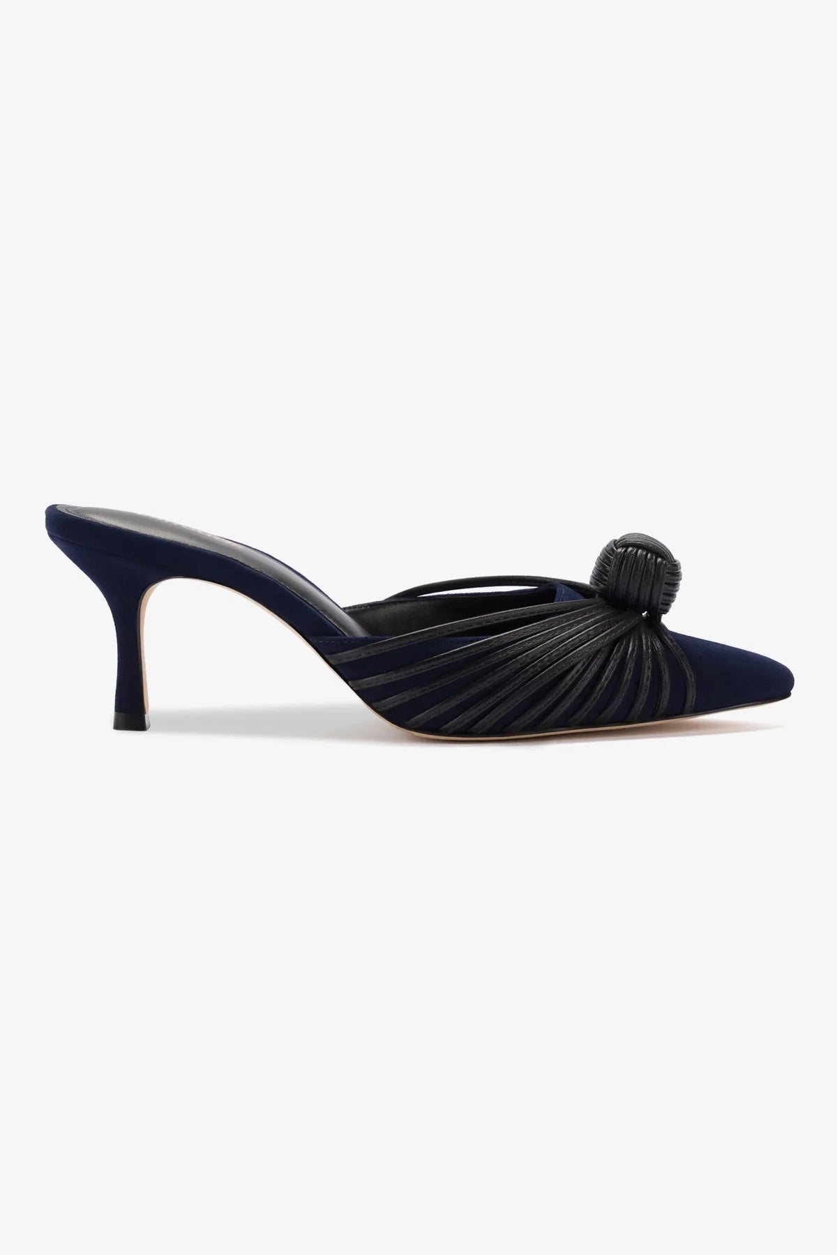 Valerie Mini Pump Shoes in Navy Suede & Black Leather - Elegant Women's Heels for Work, Party & Special Occasions