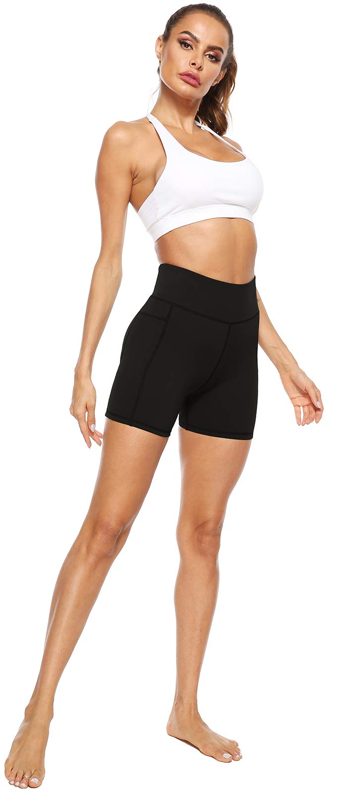 AFITNE Women's High Waist Biker Shorts with Pockets - Tummy Control Workout Shorts for Running, Yoga & Gym | Breathable Athletic Compression Shorts for Women