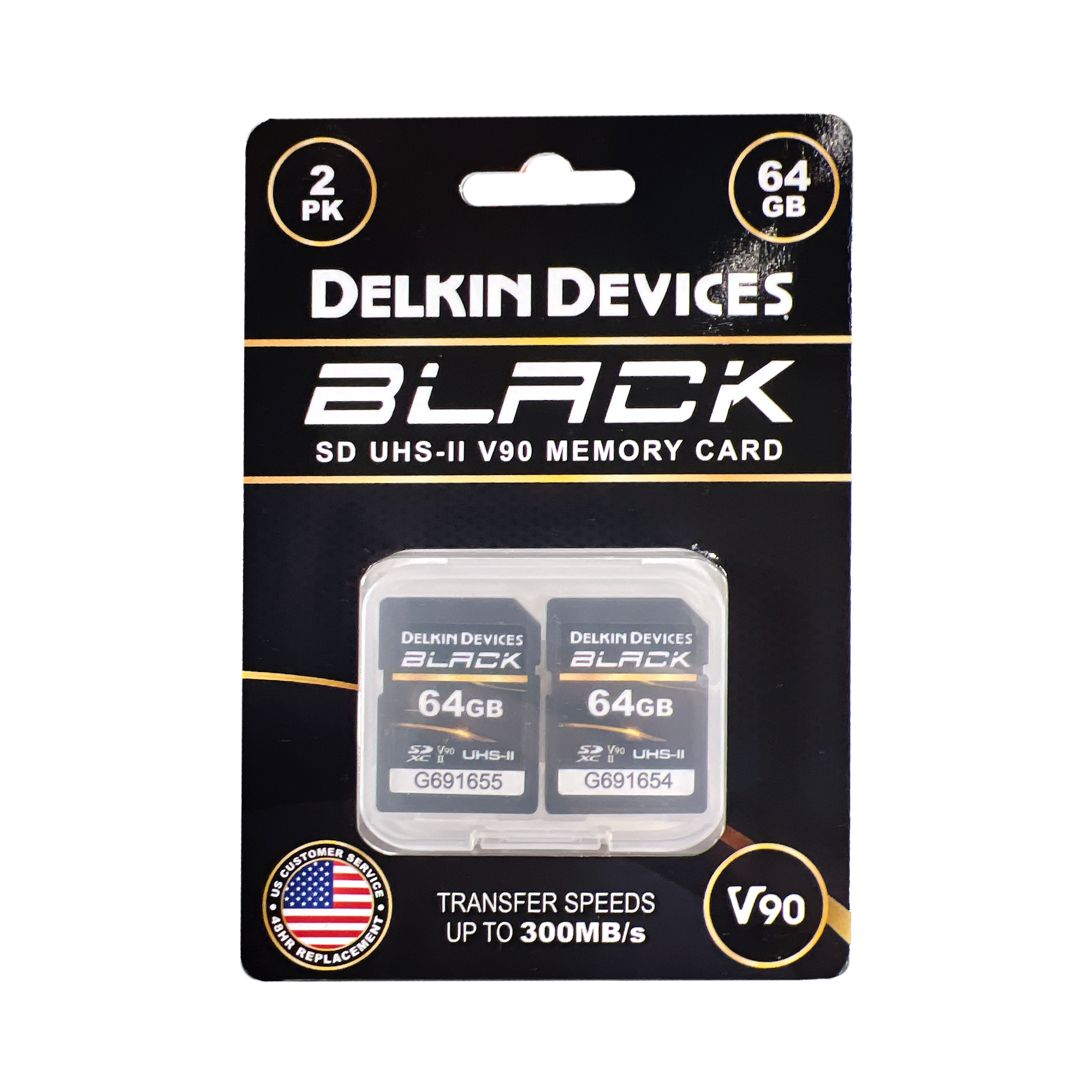 Delkin Devices 64GB UHS-II SDXC Memory Card (2-Pack) - High-Speed Performance for DSLR Cameras, 4K Video Recording & Professional Photography