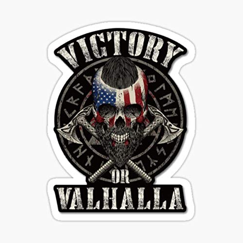 Victory or Valhalla Vinyl Decal Sticker - Waterproof Durable Car, Laptop, Wall, Truck Stickers - Perfect for Windows, Vehicles, Motorcycles & Personal Belongings - Great for Sports Fans, Gamers and Norse Mythology Enthusiasts