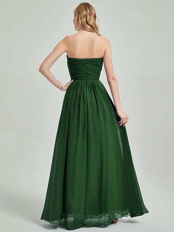 Dark Green Sweetheart Strapless Chiffon Maternity Bridesmaid Dress - Elegant Formal Gown for Weddings, Baby Showers & Special Occasions