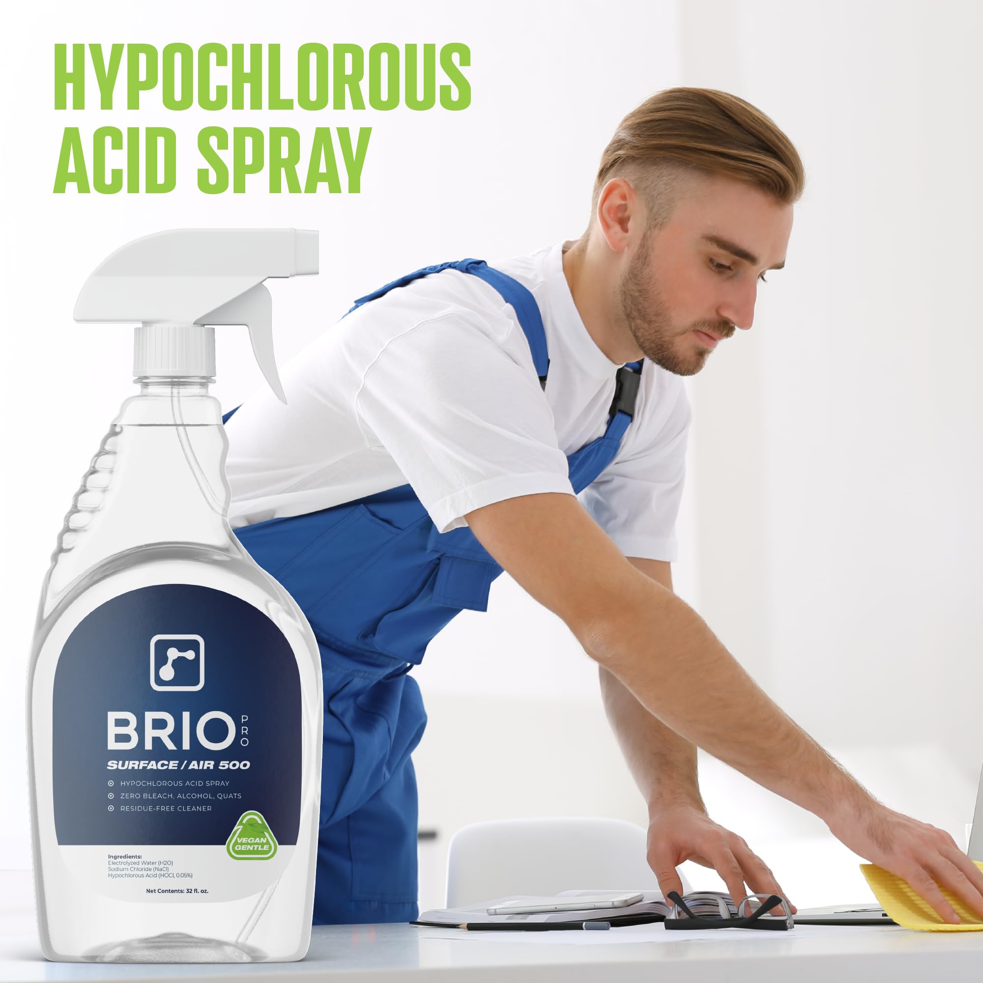 BRIOTECH Surface/Air 500 - Pure Hypochlorous Acid 500 PPM Disinfectant for ULV Foggers, Sprayers & Humidifiers | Professional Cleaning & Deodorizing Solution for Dental Clinics, Offices, Schools & Homes | Peroxide-Free | 1 Gallon Refill (Pack of 4) | Ideal for Sanitizing High-Touch Surfaces & Air Purification