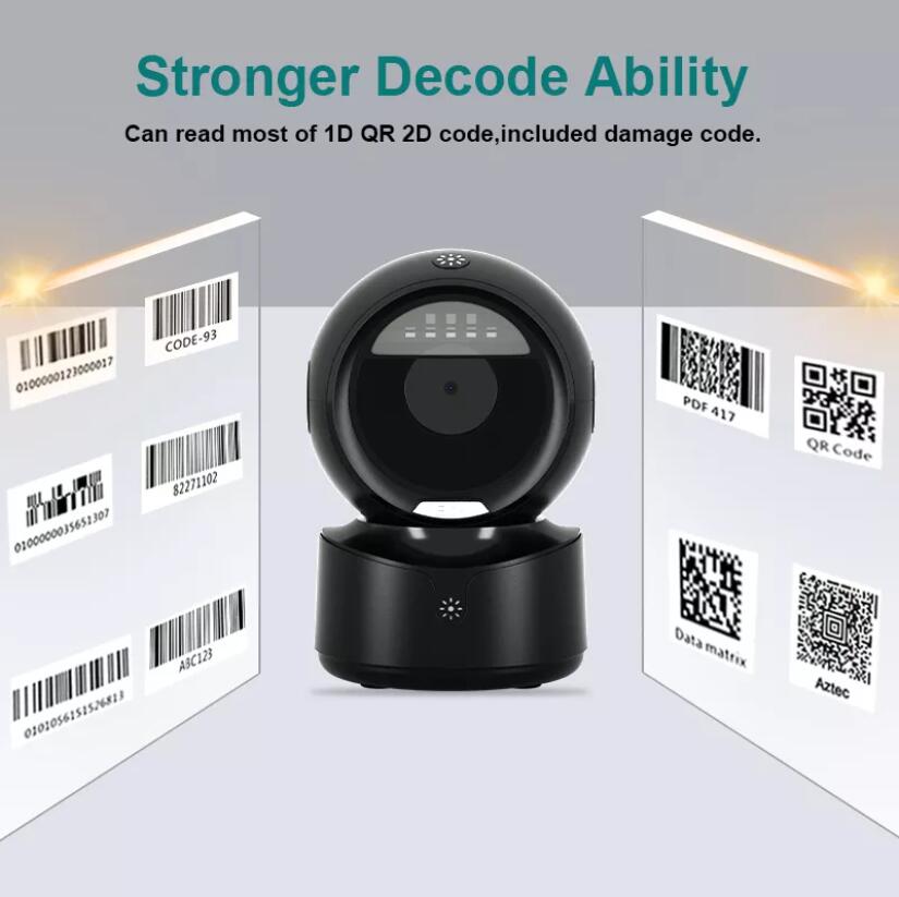 Hands-Free USB Barcode Scanner - A5 Wireless 1D/2D QR Code Reader for Retail, Warehouse & Inventory Management - Perfect for Supermarkets, Libraries and Small Businesses