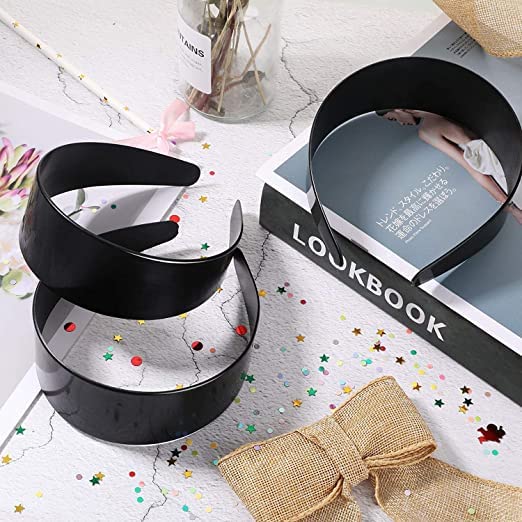 SUNBIRD 6-Pack Non-Slip Plastic Headbands with Teeth for Women & Girls - Hard Plastic Hairbands for DIY Crafts, Styling, and Hair Accessories (Black) - Perfect for Salon Use, Home Styling, and Fashion Accessories