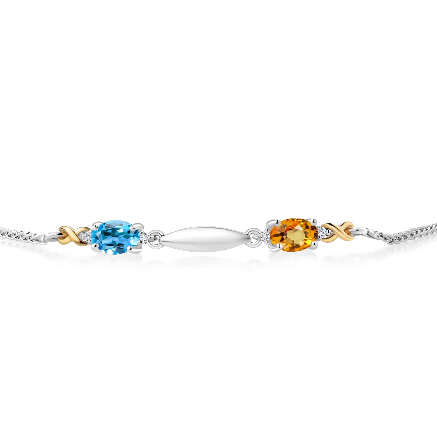 1.21Ct Swiss Blue Topaz & Sapphire Gold Bracelet for Women - Elegant Gift