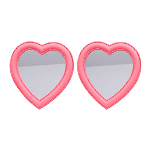 BESPORTBLE 2-Pack Heart Shaped Makeup Mirror - Vanity Mirror with Stand for Tabletop or Wall Mount, Pink Cosmetic Mirror for Bathroom, Bedroom & Dressing Room